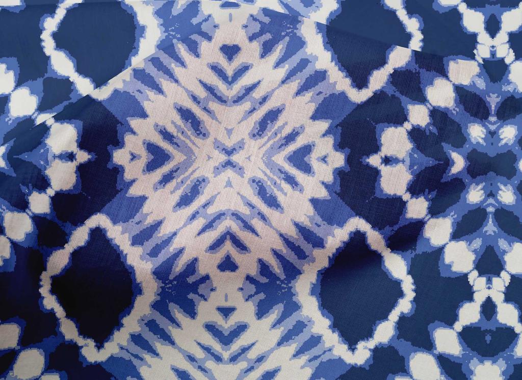 oneOone Cotton Poplin Indigo Blue Fabric Geometric Shibori Sewing Material Print Fabric By The Yard 42 Inch