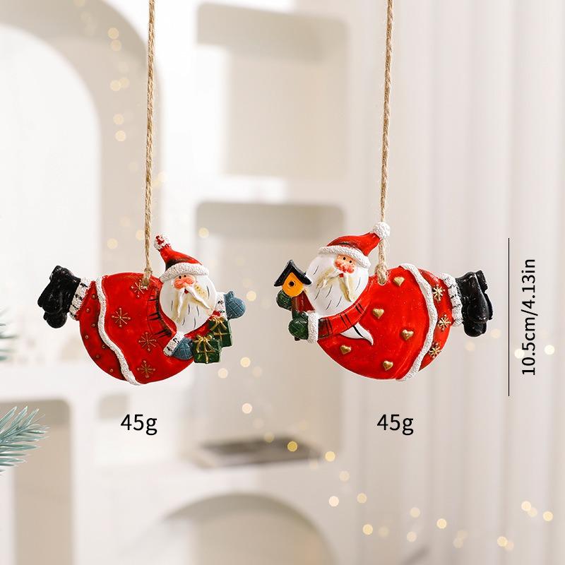 Christmas Home Decoration Pendant Resin Santa Claus Snowman Hanging Christmas Tree Hanging Decoration DIY