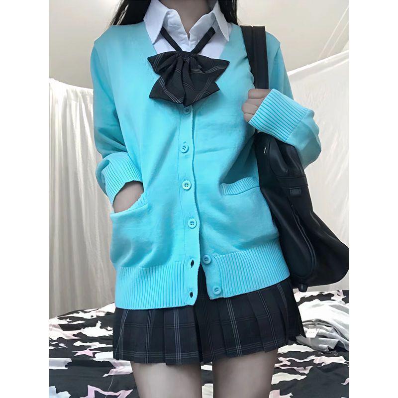 Japanese JK School-Style V-Neck Cardigan - Autumn/Winter Loose Knit Sweater for Women