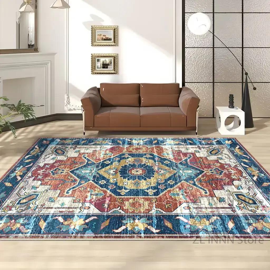 Boho Large Carpet for Living Room Persian Retro Decoration Home Non-slip Easy Clean Rug Bedroom Cloakroom Washable Floor Mat