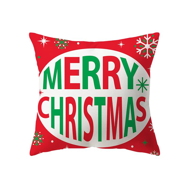 Cute Santa Claus Merry Christmas Printed Pattern Polyester Cushion Cover Home Living Room Sofa Decoration Pillow Pillow Cover