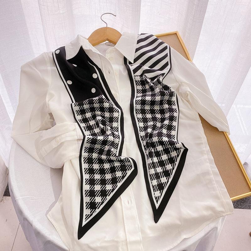 Luxury Long Silk Scarf Bag Tie Lady Neck Skinny Scarves Hairband Foulard Horse Print Brand Women Neckerchief Ribbon