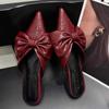 Fashion Bow Pointed Toe Women Slippers Flats Elegant Mules Shoes Luxury Women's Sandals 2025 Summer Fashion Slides Party New Woman Shoes