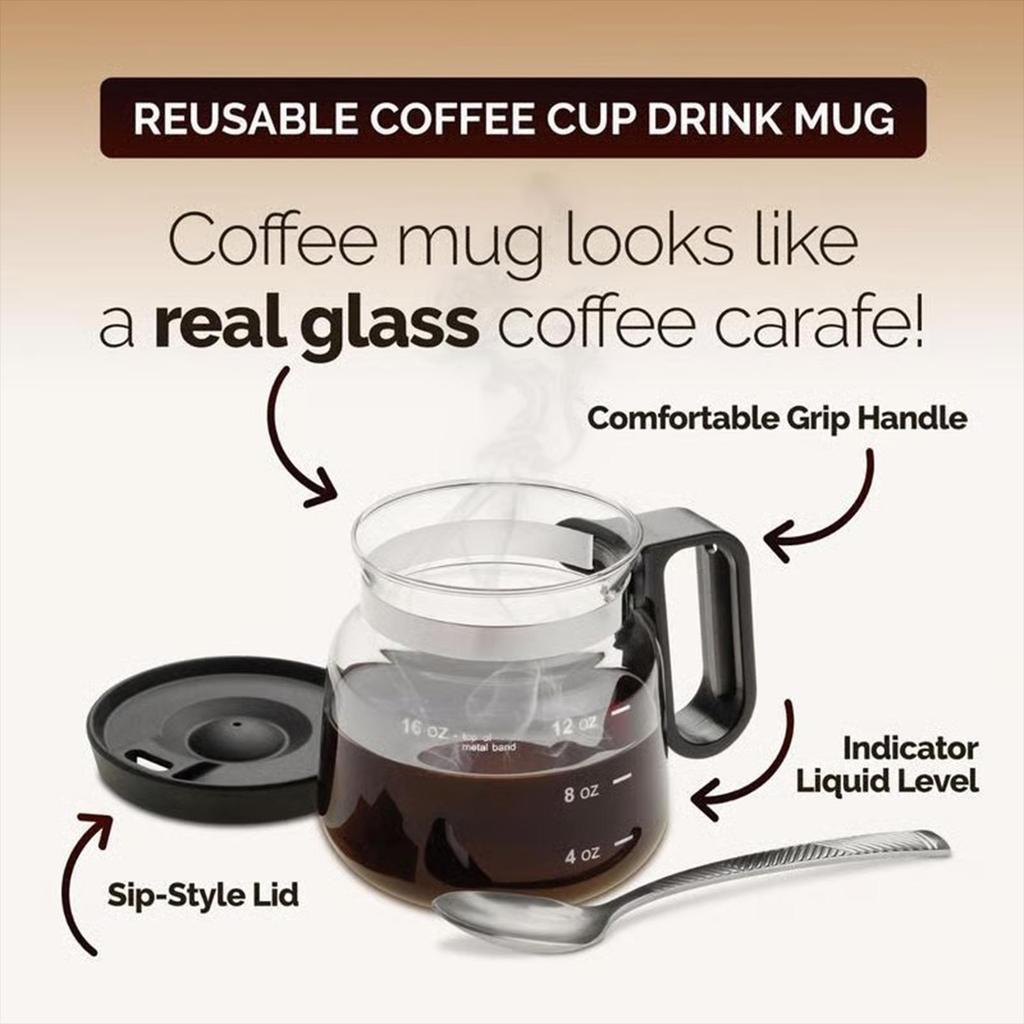 Clear Coffee Mug 16oz Travel Coffee Cup Glass Mugs Drinkware Container with Lid for Hot Cold Beverage Latte Cappuccino Tea Juice