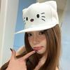 Baseball Delightful White Cap Women With Cute Cat Illustration Accessory Trendy