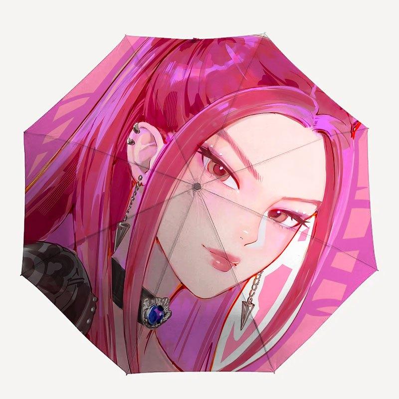 

1 шт. K-POP hunter X Автоматический складной зонт с удобной трехскладной конструкцией, 8 металлических спиц - для использования на улице, в повседневной жизни, в путешествиях A49