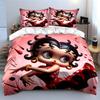 Vintage cartoon character Red Polka Dot Dress Duvet Cover SetRetro Pinup Cartoon Bedding Includes 1 Duvet Cover 2 Pillowcase