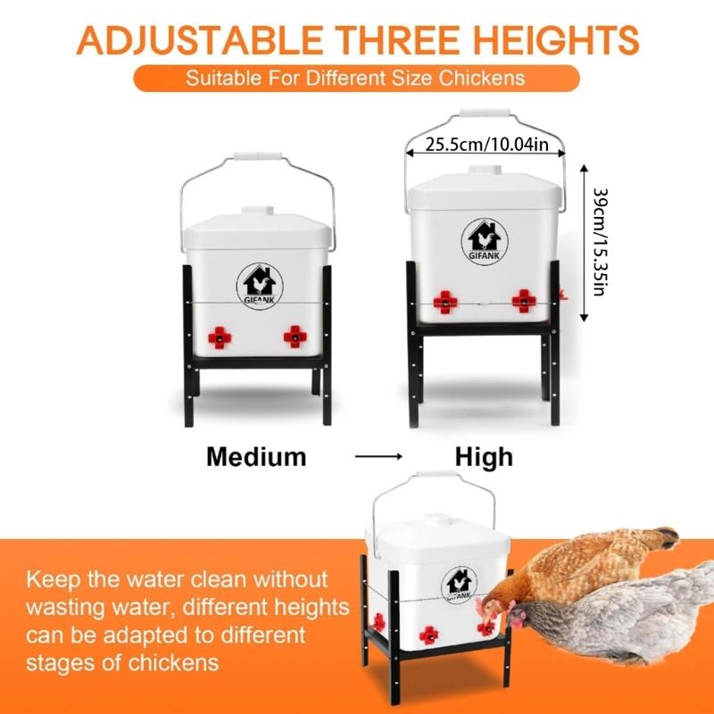 Automatic Heated Poultry Waterer Adjustable Height Large Capacity Heating Drinker For Chickens Ducks Outdoor Use 110V