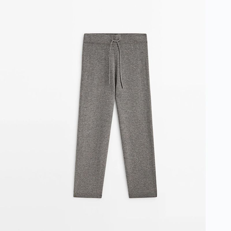 

MD Женская одежда Осень и Зима Новые Повседневные Свободные Брюки из Вязаного Флиса со Шнуровкой и Эффектом Драпировки для Женщин 05002550812 Gray L