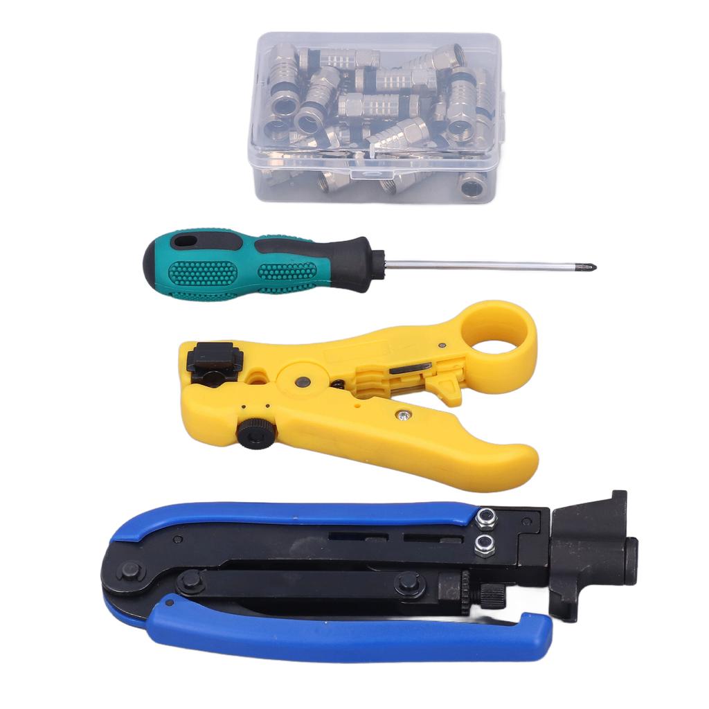 Coax Cable Crimper Kit Multifunctional Coaxial Compression Tool Network Toolkit for Stripping
