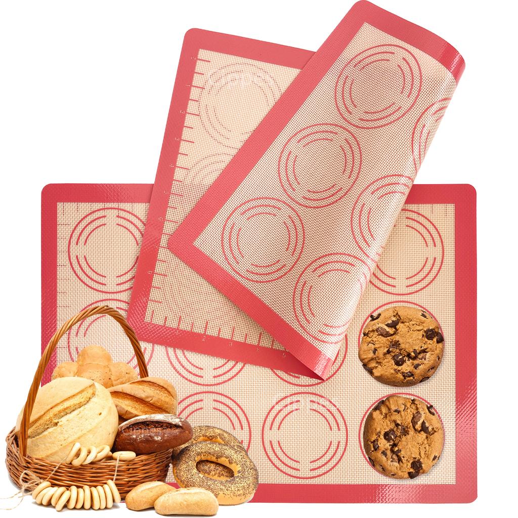 Silicone Baking Mat for Oven, Reusable Non-Stick Heat Resistant Bakeware Sheets with Measurements, for Cookie Macaron Pastry