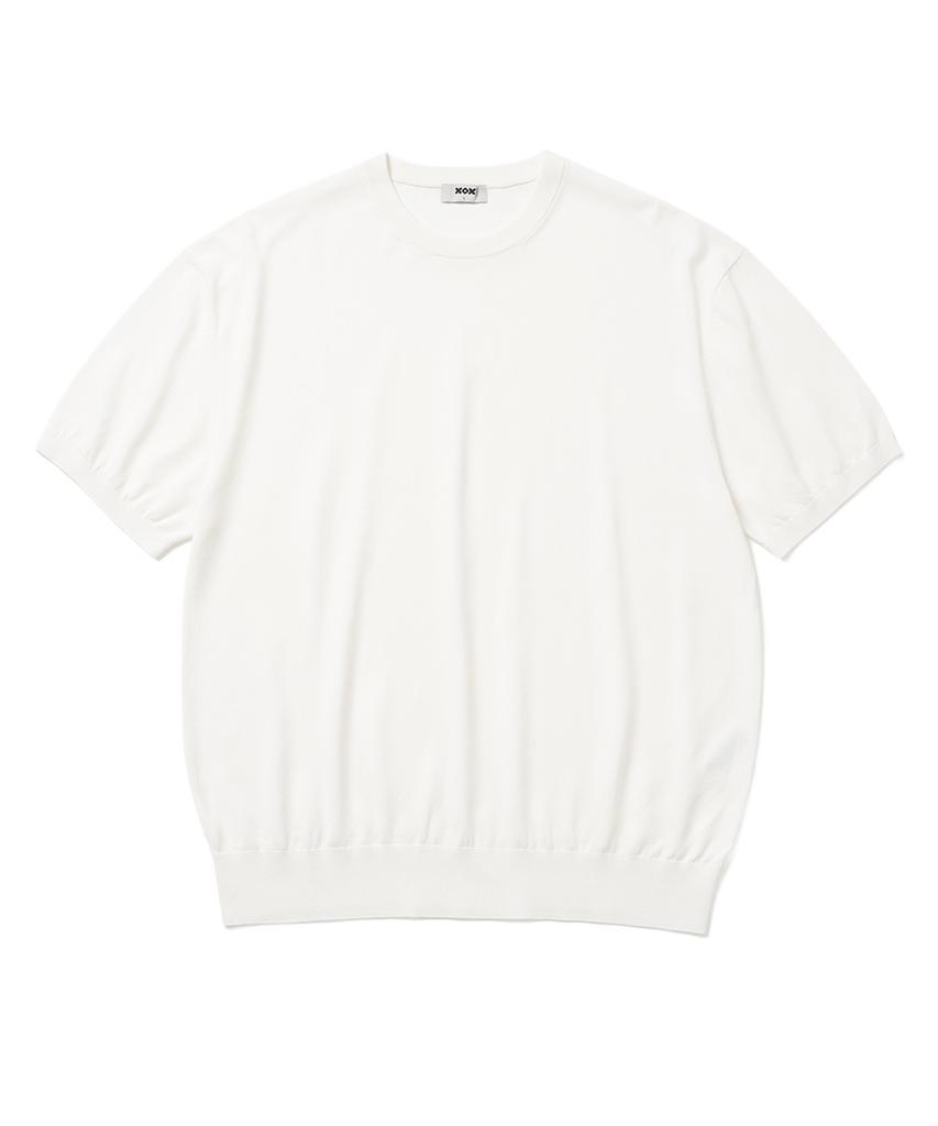 XOX Basic Cool Round Crop Short Sleeve Knit [Ivory]