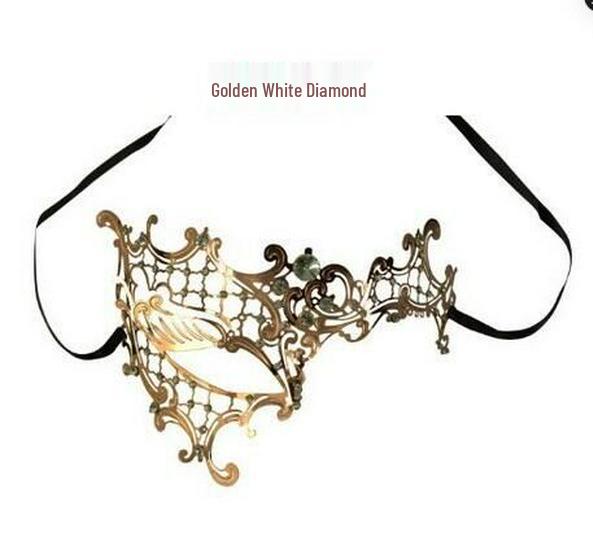 Gold Rhinestone Venetian Half-Face Cyclops Masquerade Mask золотой