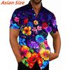 Colorful Flower Clusters Pattern Lapel Shirt For Men Plants 3D Printed Hawaiian Shirts Fashion Short Sleeve Tops Harajuku Blouse