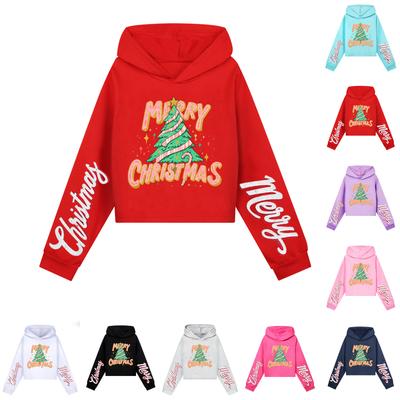 Kinder Freizeitmode Weihnachten Bedrucktes Langarm Kapuzensweatshirt (Kein Kordelzug)