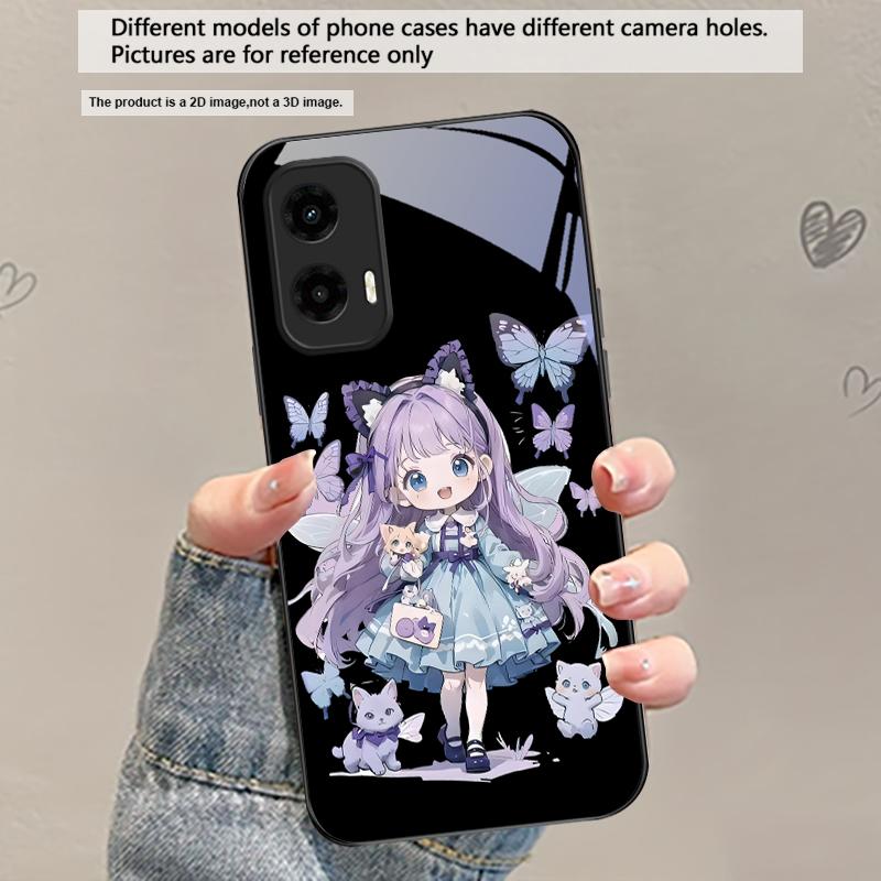 

Q-version Blue Butterfly For Motorola Moto Edge 20 Lite 30 Pro 40 Neo 50 Ultra G45 G54 G55 G75 G84 G85 GPlay 23 Glass Phone Case Motorola Edge 20 Pro