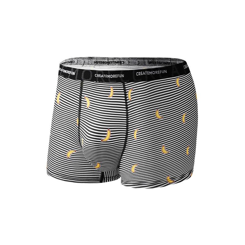 Large Size Spring and Summer Men Printed Antibacterial Breathable Flat Angle Underwear