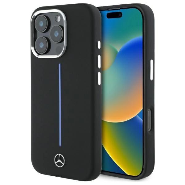 Mercedes Mehmp16L23Sumbk Iphone 16Pro 6.3 Czarny/Black Hardcase Silicone Blue Stripe Magsafe