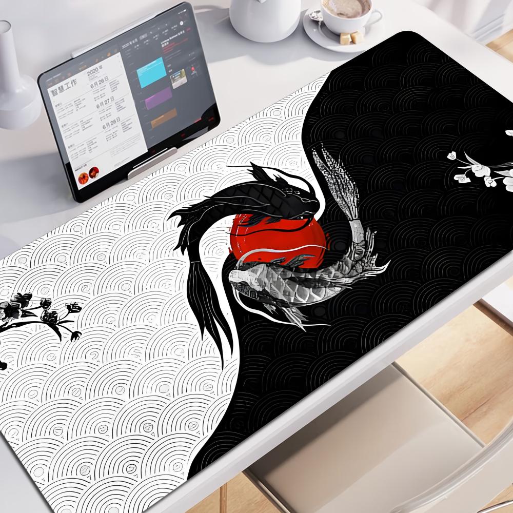 Large Tai Chi Fish Mousepad Gamer XXL Gaming Mouse Pad Rubber Waterproof Big Laptop Notebook Desk Mat Game Neutral Mouse Mat
