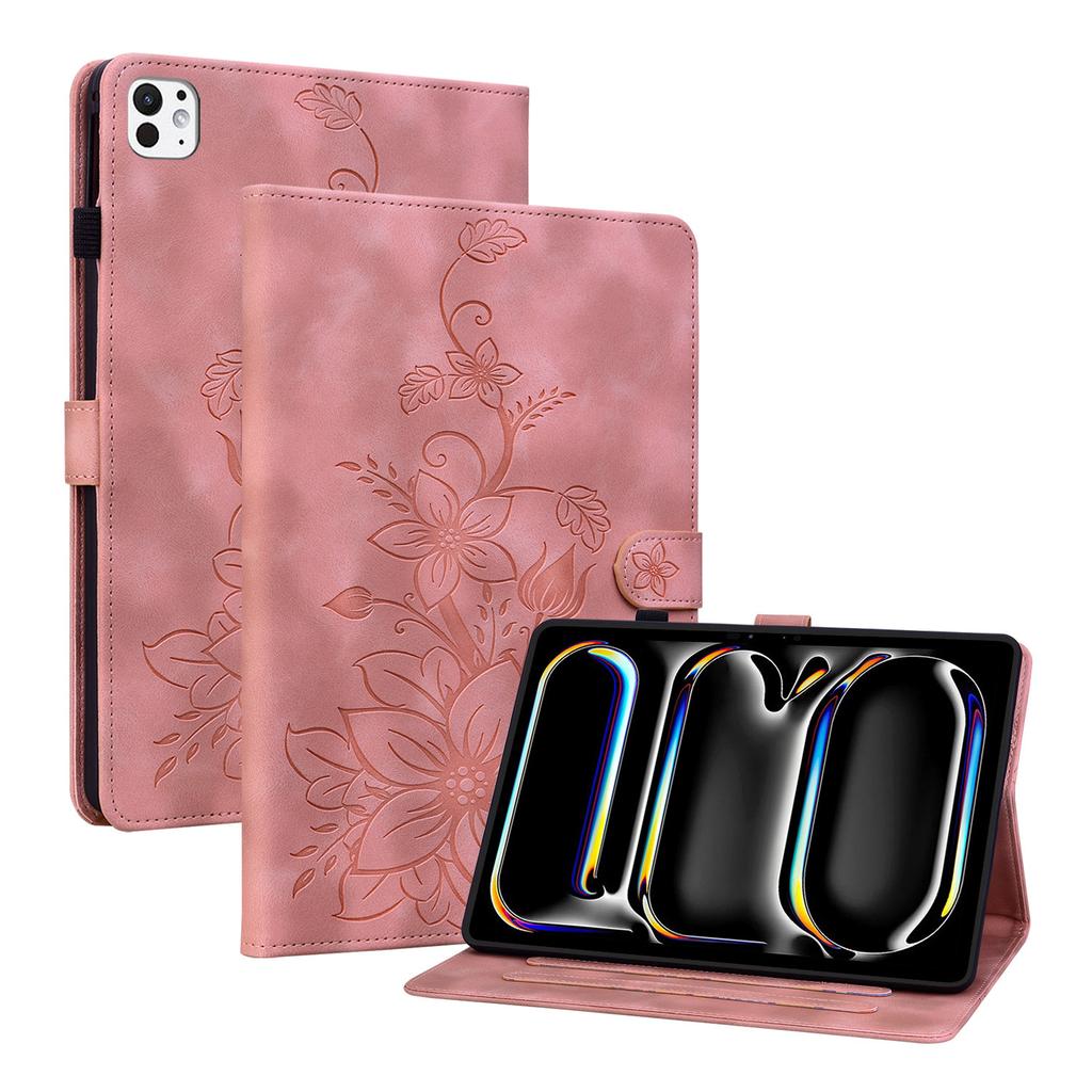 Applicable To iPad Air 13 Inch Tablet Leather Case Samsung Tab S10FEplus Matte Lily Card Holder
