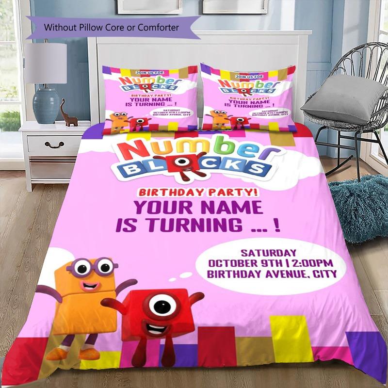 Numberblocks Duvet Cover Set, Cute Number Block Kids Bedding With 2 Pillowcases, No Comforter, Bedroom Gift For Toddler Boys Girls 135x200cm