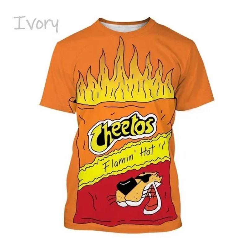 Top Y2k Cheetos Croccanti Stampa 3D T-shirt Moda Girocollo Hip Hop Cool