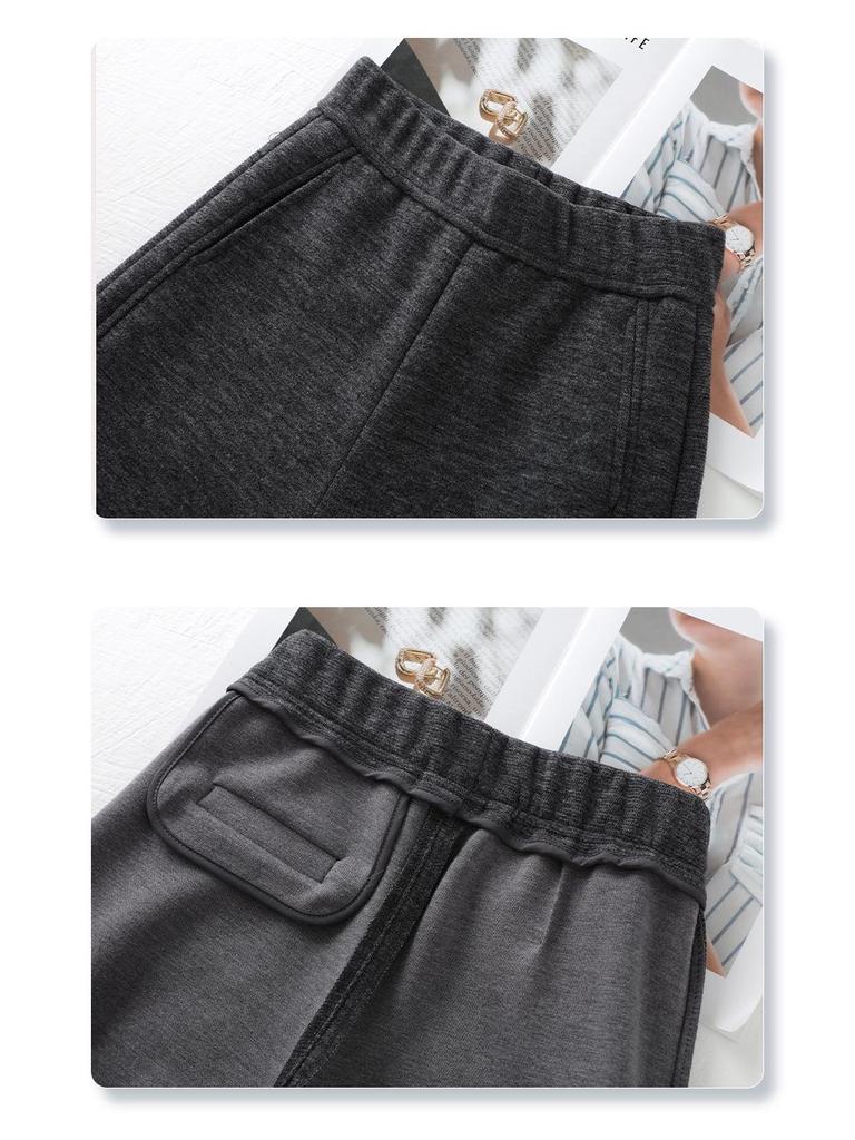 Women's Gray Woolen High-Waist Scimitar Pants - 2024 Autumn/Winter Collection