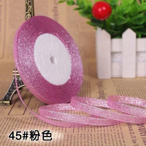 25Yards 6mm Multicolor Silk Satin Organza Ribbon Glossy Glitter Ribbon Wedding Cake Gift Decoration Crafts Garment Accessories