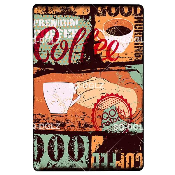 SQDGLZCOFFEE Menu Metal Sign Vintage Plaque Plate Decor For Pub Bar Wall Decor Break Coffee Tin Signs Retro Paris Cafe Poster
