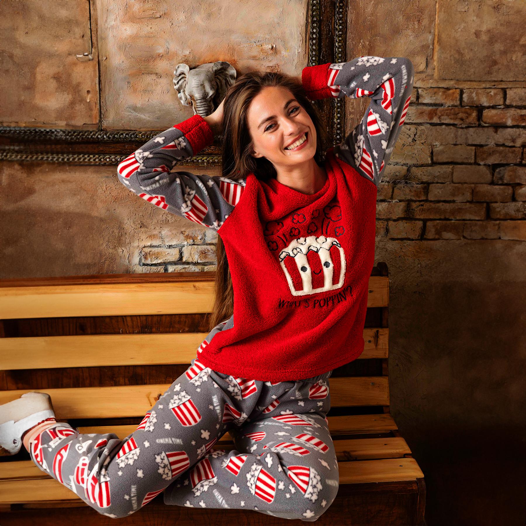 

Женский уютный флисовый пижамный комплект, теплый костюм, новая одежда для отдыха с длинными рукавами, утолщенная модная женская одежда