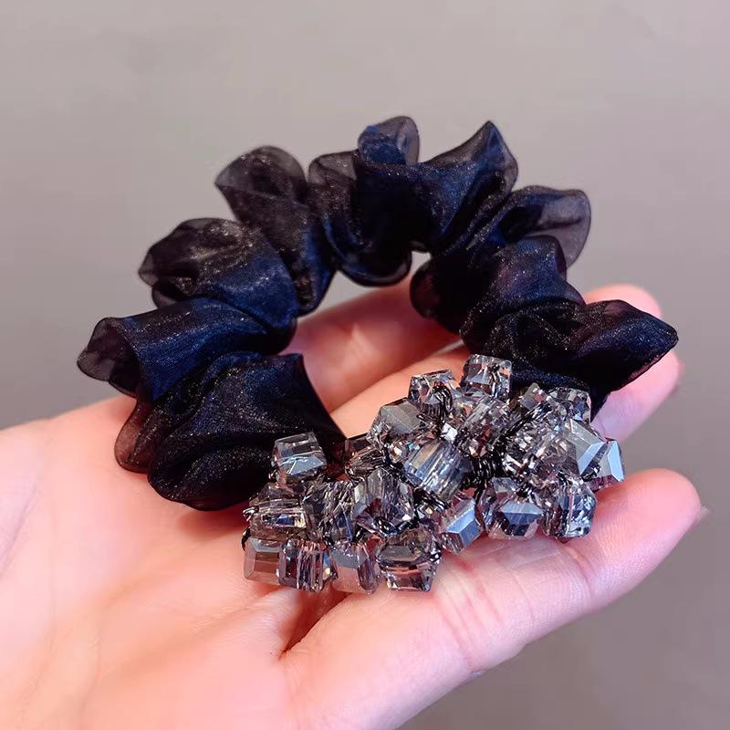 Elegant Mesh Hair Tie with Sparkling Rhinestones, High-End Luxury Hair Accessory for Women, 2025 Style