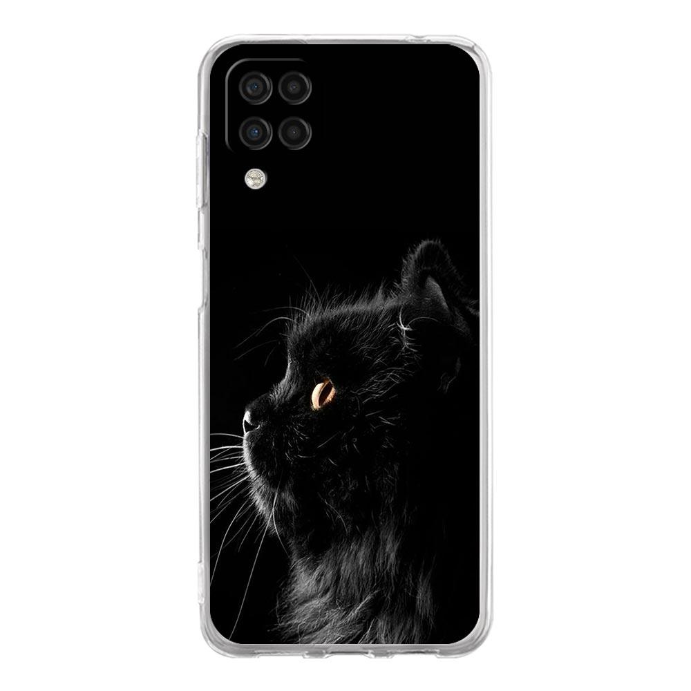 Case For Samsung Galaxy A13 A23 A33 A53 A73 5G A51 A71 A21S A12 A11 A31 A41 A03s A52 A32 A22 Clear Cover Black Cat Staring Eye