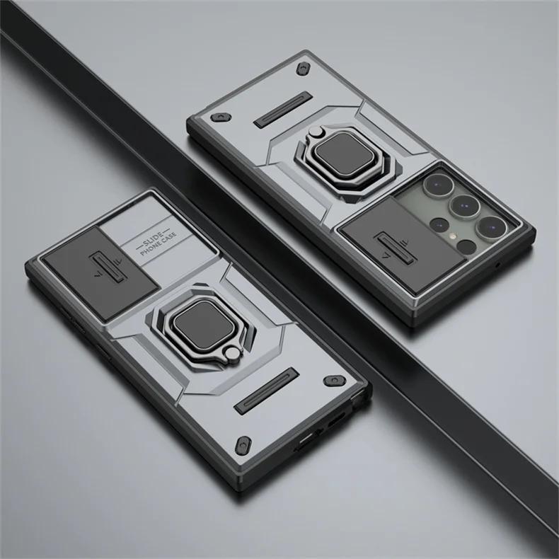 Pouzdro Armor pro Samsung Galaxy S25 S24 S23 Ultra 5G 2024 s kamerou a kroužkem pro Galaxy S25 S 24 23 Plus