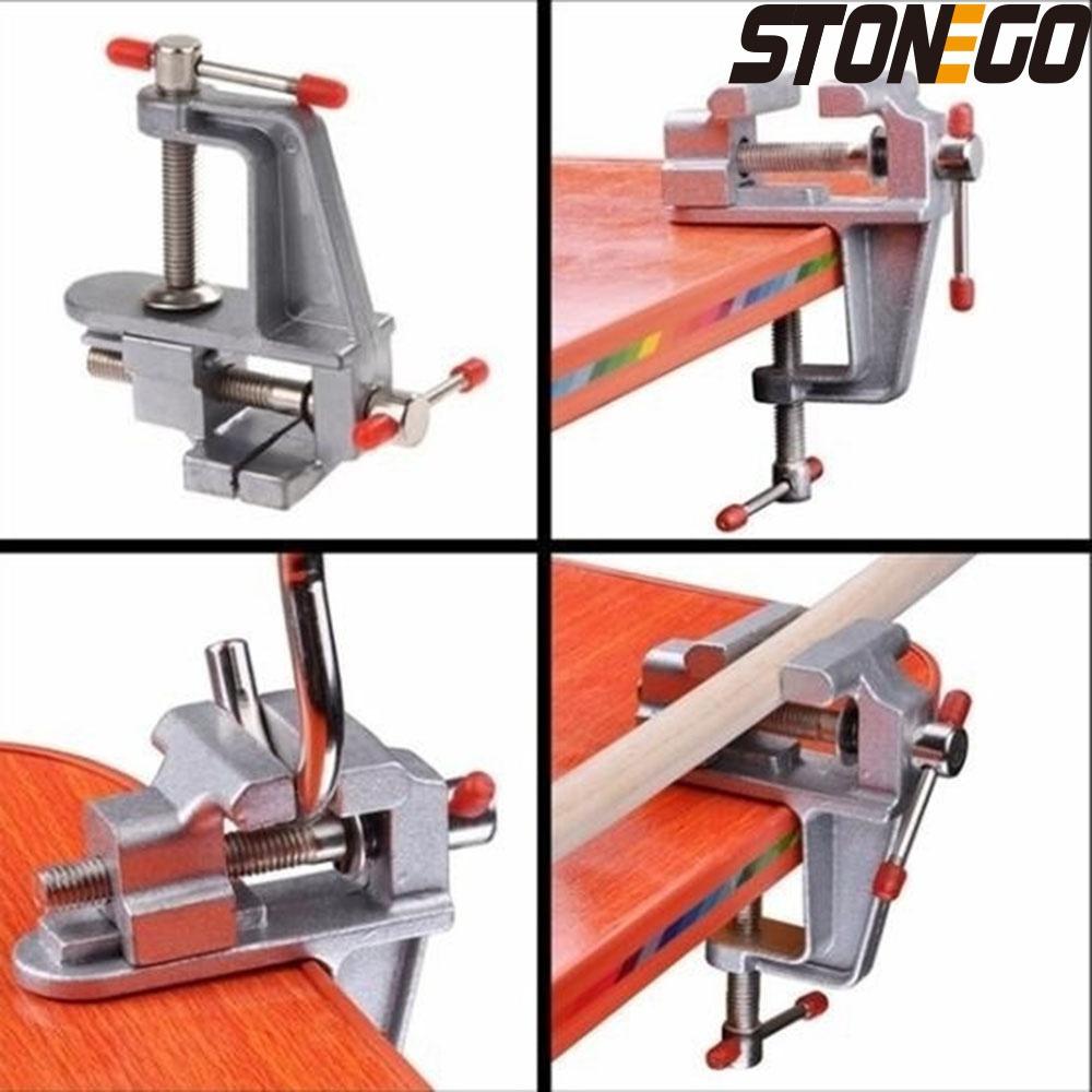 STONEGO 1PC 3.5" Aluminum Mini Bench Vise Table Vise Small Bench Vise DIY Tool Small Vise Small Flat Nose Pliers