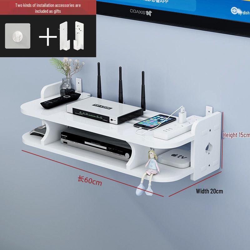 Wall-Mounted Wireless Router Shelf & Cable Organizer for Living Room