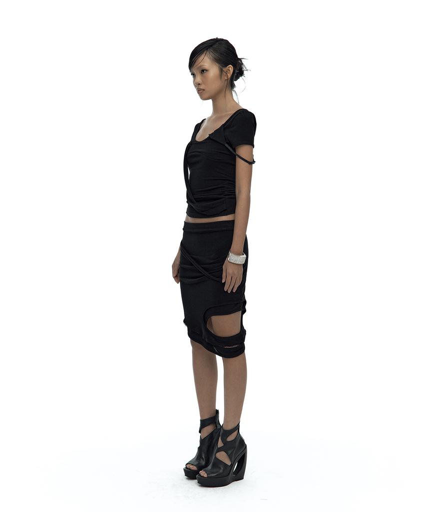 Kasiko Peek-A-Boo Strap Skirt Black