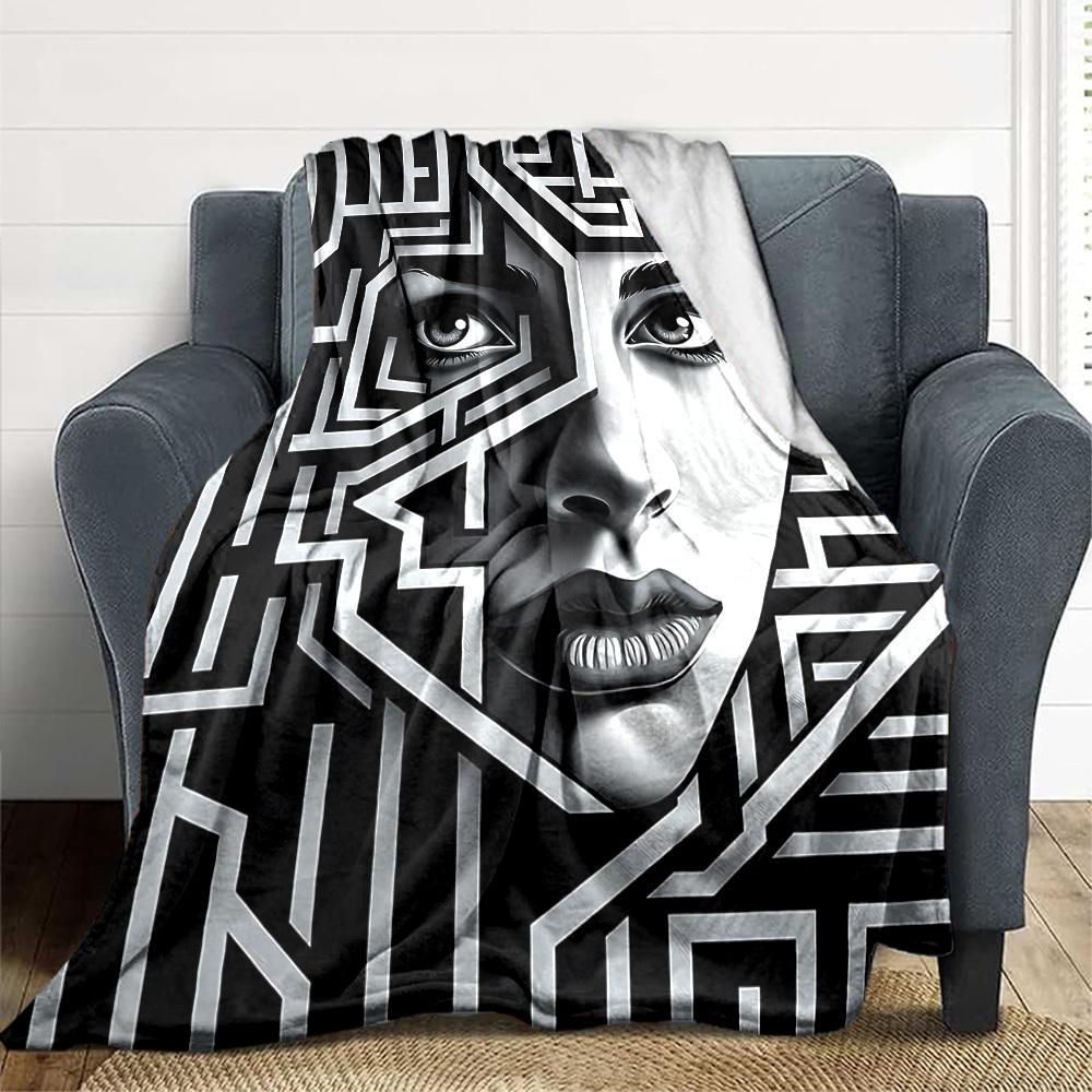 1pc Face Pattern, Abstract Art Blanket Soft All Season Throw with Vibrant Design, Perfect for Home, Travel, and Gifts, Ideal for Naps and Camping