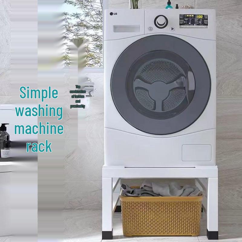 Schmiedeeiserner Universal-Geräteständer für Waschmaschinen, Kühlschränke und Geschirrspüler mit höhenverstellbarem Stauraum.