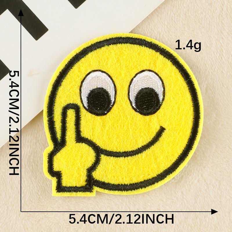 Patch Bordado de Rosto Sorridente de Desenho Animado para Chapéus, Bolsas e Roupas