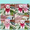 Adorable Red And Pink Bear Plush Keychain Astronaut Doll Perfect Birthday Gift