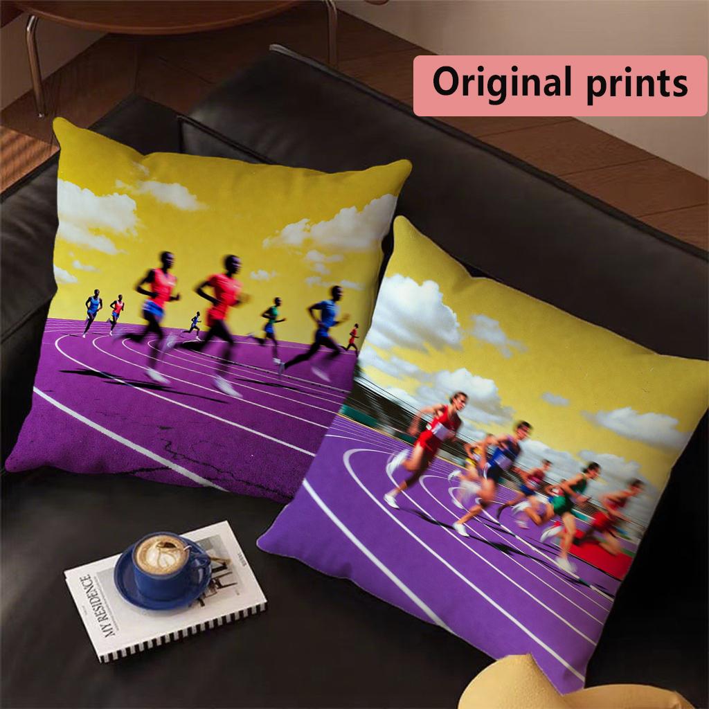 Running Track Sport Throw Pillow Covers Pattern Cushion Cover Suitable for Sofa Bedroom Car Pillow Cover