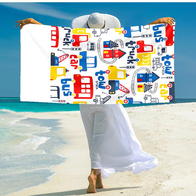 Ultra-weiches Strandtuch mit Bagger-Thema, Ideal für Pool - Camping, Tauchen - Perfekter Reisebegleiter, Lebendiges Strandtuch.