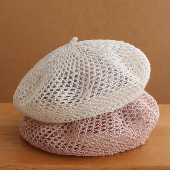 Yousheng Women Beret Hat, Hollow Design Gauze Beret Hat, Solid Color Versatile Headwear for Hiking Outings Traveling Shopping And Daily