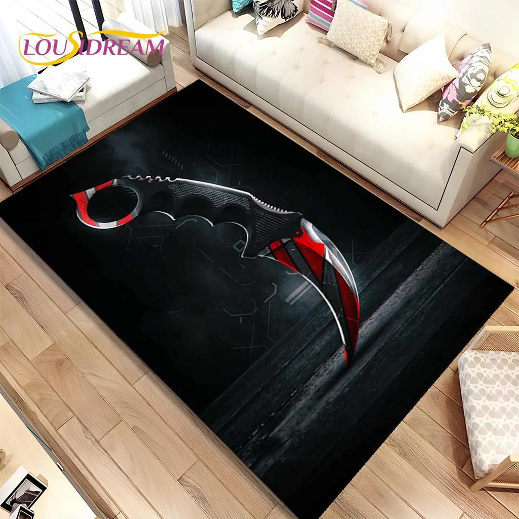 CS,knife,Swiss Knife Sword Games Area Rug,Carpet Rug for Home Living Room Children Bedroom Sofa Doormat Decor,Non-slip Floor Mat