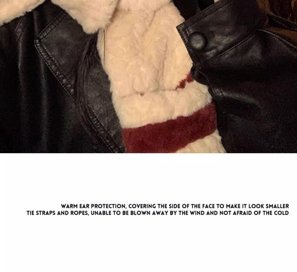 2024 Women's Red Angora Bear Hat with Thick Winter Scarf & Gloves