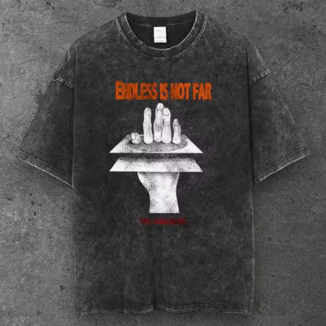 Mens Surrealist Hand Oversized T Shirt Acid Washed Black Grunge Aesthetic S-4XL