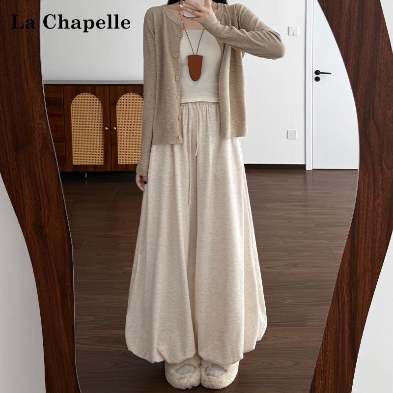 La Chapelle Women's High-Waist Drapey Wide-Leg Pants