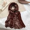 Korean Vintage Military Green Polka Dot Crinkled Scarf Women Lightweight Cotton Linen Shawl Accessory