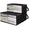 3 Pcs Foldable Quilt Storage Bag Dustproof Moisture-proof with Transparent Window Zipper Closure Large Capacity Wardrobe Blanket Towel Pillow
