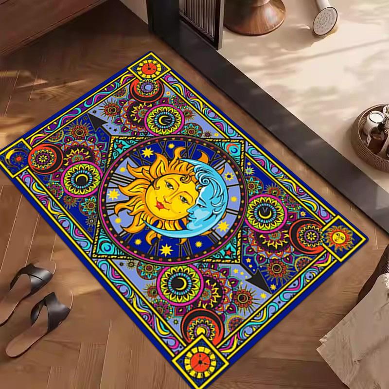 1Pc Sun and Moon Print Rug - Home Decoration Carpet For Living Room Bedroom Flooring Computer Chair Area Rug